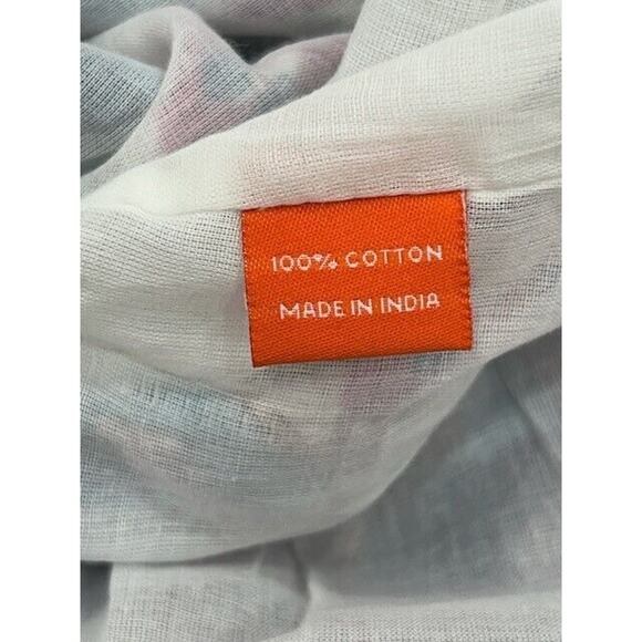 Oliphant Mini Dress Long Balloon Sleeves Tie Front Floral Fern Blue Small NWT - Picture 9 of 12